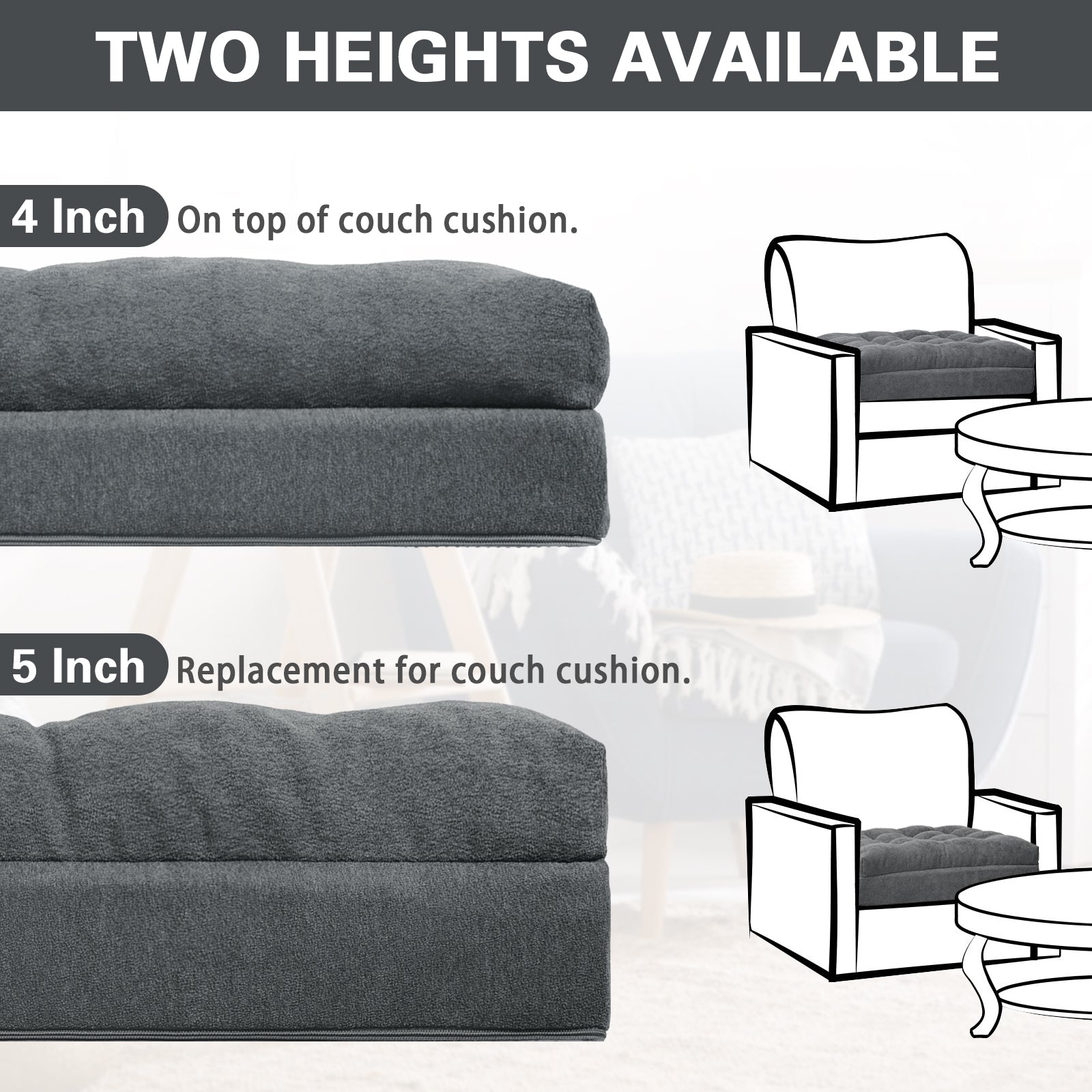 Recliner Cushion Patent Dual Layer Fillings Chair Cushion for Elderly 20x20x5 Inches Extra Large Pad for Armchairs Booster Seat Cushions Pain Pressure Relief Dark Grey